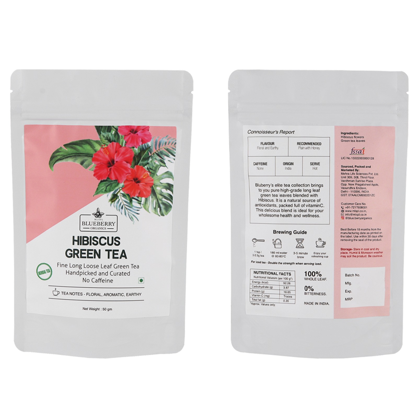 Hibiscus Green Tea — MLSPL Blueberry Organics pack