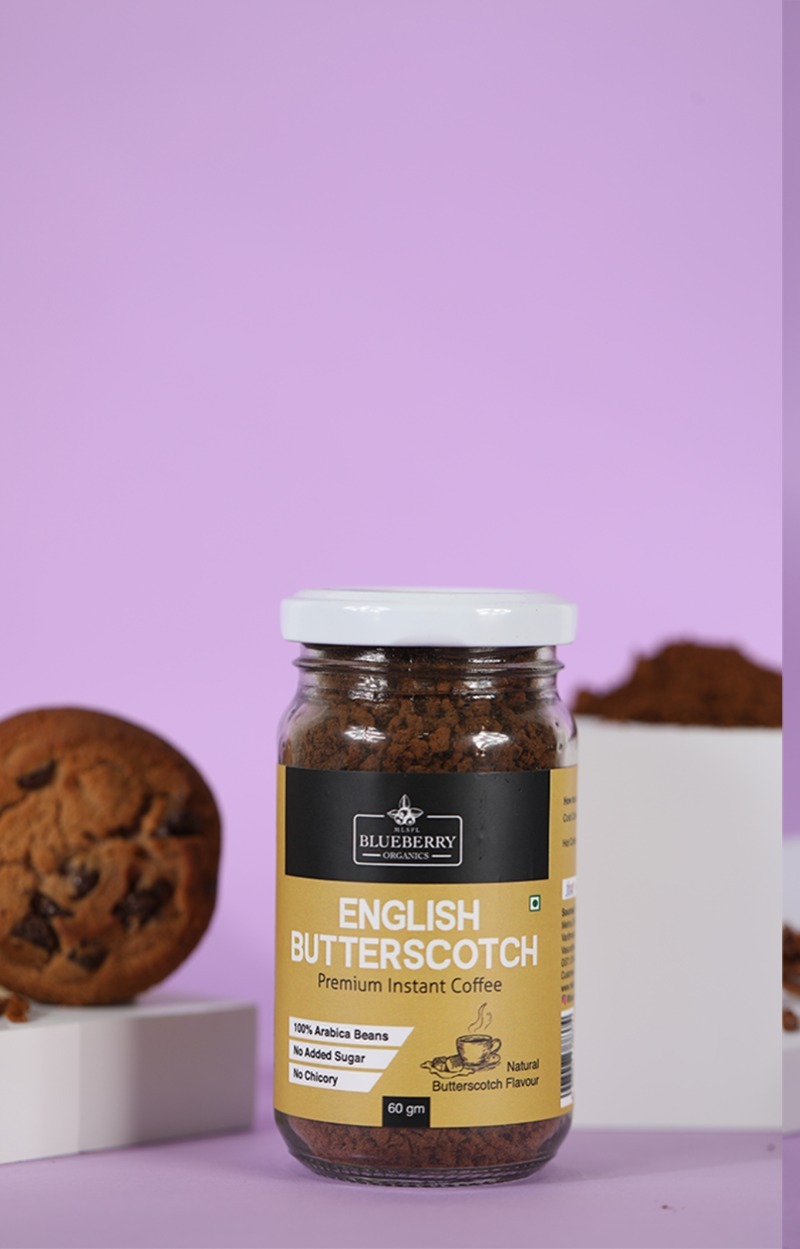 English Butterscotch Coffee — MLSPL Blueberry Organics pack